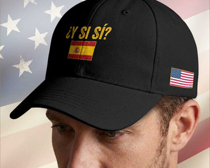 Funny Y Si Si Spain Flag Distressed Retro Graphic Baseball Cap