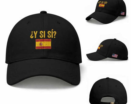 Funny Y Si Si Spain Flag Distressed Retro Graphic Baseball Cap