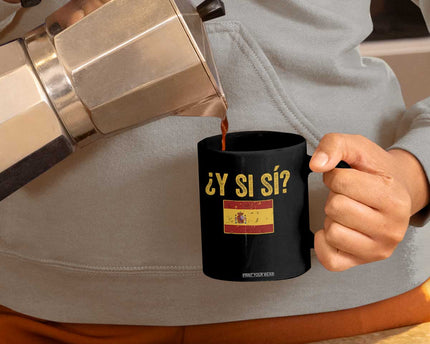 Funny Y Si Si Spain Flag Distressed Retro Graphic Coffee Mug