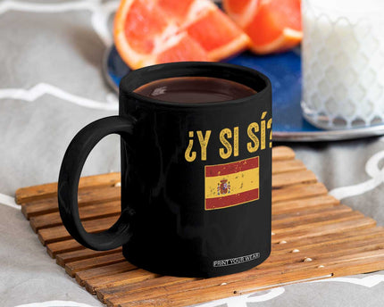 Funny Y Si Si Spain Flag Distressed Retro Graphic Coffee Mug