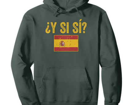 Funny Y Si Si Spain Flag Distressed Retro Graphic Hoodie