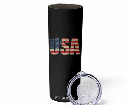 USA American Flag Skinny Tumbler Retro Vintage Patriotic