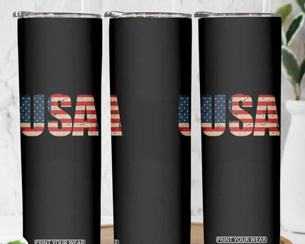 USA American Flag Skinny Tumbler Retro Vintage Patriotic