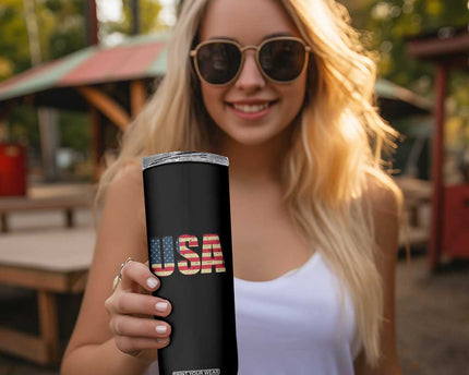 USA American Flag Skinny Tumbler Retro Vintage Patriotic