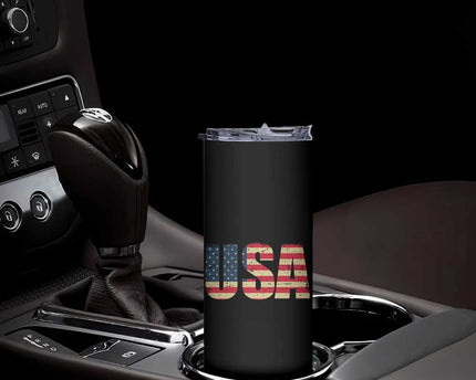 USA American Flag Skinny Tumbler Retro Vintage Patriotic