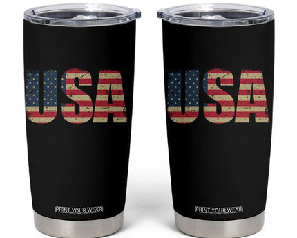 USA American Flag Tumbler Cup Retro Vintage Patriotic