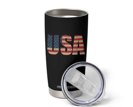 USA American Flag Tumbler Cup Retro Vintage Patriotic