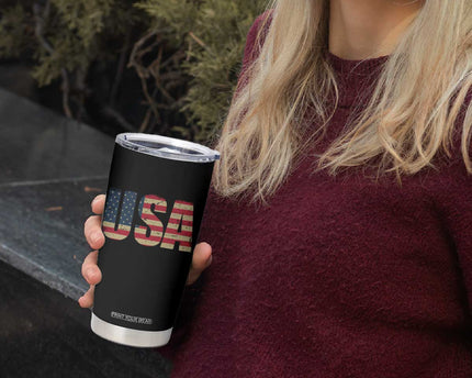 USA American Flag Tumbler Cup Retro Vintage Patriotic