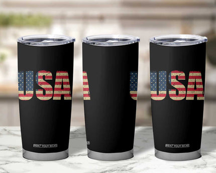 USA American Flag Tumbler Cup Retro Vintage Patriotic
