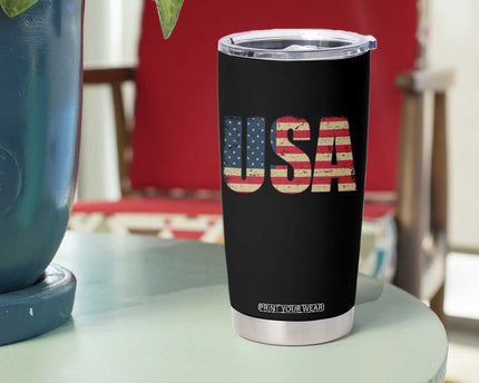 USA American Flag Tumbler Cup Retro Vintage Patriotic