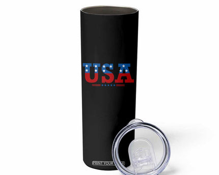 USA Patriotic Skinny Tumbler Red White Blue Stars