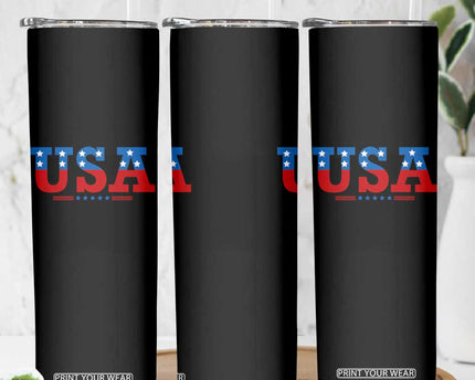 USA Patriotic Skinny Tumbler Red White Blue Stars