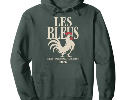 Les Bleus France Soccer Retro Rooster Graphic Hoodie