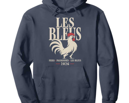 Les Bleus France Soccer Retro Rooster Graphic Hoodie