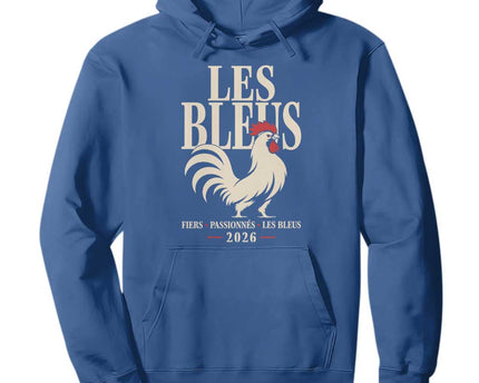 Les Bleus France Soccer Retro Rooster Graphic Hoodie