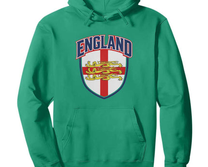 England Flag Lion Crest St George Cross Shield Crest Hoodie