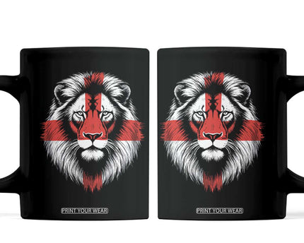 Majestic England Lion Face Graphic Coffee Mug Patriotic St. Georges Cross British Pride Heritage