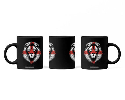 Majestic England Lion Face Graphic Coffee Mug Patriotic St. Georges Cross British Pride Heritage