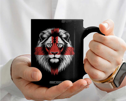 Majestic England Lion Face Graphic Coffee Mug Patriotic St. Georges Cross British Pride Heritage