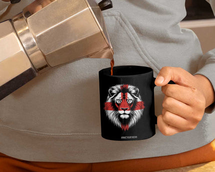 Majestic England Lion Face Graphic Coffee Mug Patriotic St. Georges Cross British Pride Heritage