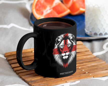 Majestic England Lion Face Graphic Coffee Mug Patriotic St. Georges Cross British Pride Heritage