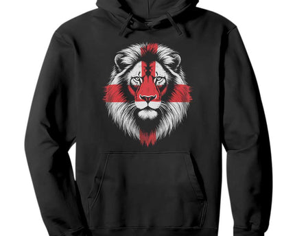 Majestic England Lion Face Graphic Hoodie Patriotic St. Georges Cross British Pride Heritage