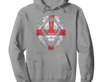 Majestic England Lion Face Graphic Hoodie Patriotic St. Georges Cross British Pride Heritage
