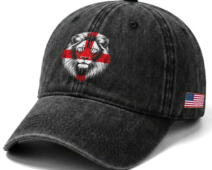 Majestic England Lion Face Graphic Washed Cotton Baseball Cap