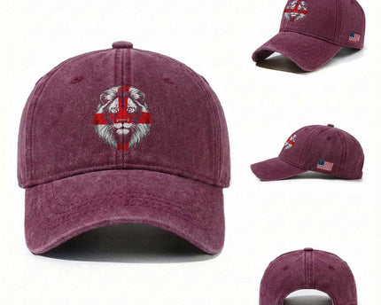 Majestic England Lion Face Graphic Washed Cotton Baseball Cap
