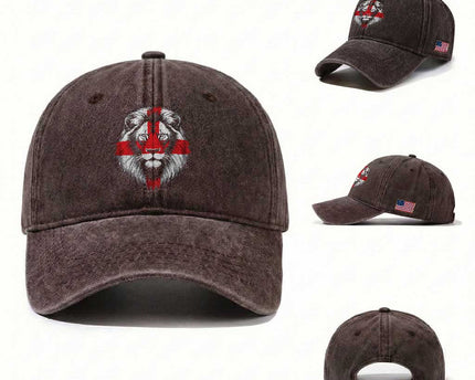 Majestic England Lion Face Graphic Washed Cotton Baseball Cap