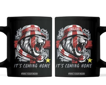 Roaring Lions England Football Pride Coffee Mug Retro Patriotic Soccer British Football Fans