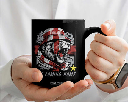 Roaring Lions England Football Pride Coffee Mug Retro Patriotic Soccer British Football Fans