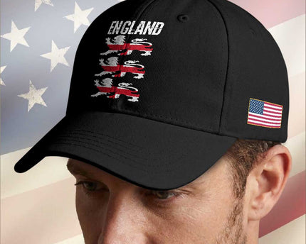 Vintage Three Lions England Pride Baseball Cap Patriotic Soccer British Football Fans