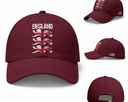 Vintage Three Lions England Pride Baseball Cap Patriotic Soccer British Football Fans