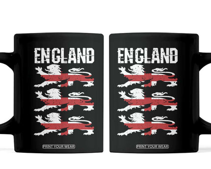 Vintage Three Lions England Pride Coffee Mug Patriotic Soccer British Football Fans