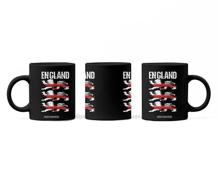 Vintage Three Lions England Pride Coffee Mug Patriotic Soccer British Football Fans