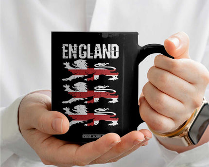 Vintage Three Lions England Pride Coffee Mug Patriotic Soccer British Football Fans