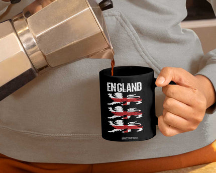 Vintage Three Lions England Pride Coffee Mug Patriotic Soccer British Football Fans