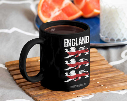 Vintage Three Lions England Pride Coffee Mug Patriotic Soccer British Football Fans