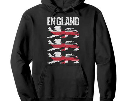 Vintage Three Lions England Pride Hoodie Patriotic Soccer British Football Fans
