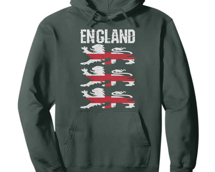 Vintage Three Lions England Pride Hoodie Patriotic Soccer British Football Fans