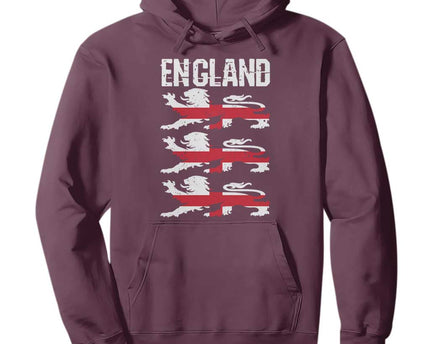 Vintage Three Lions England Pride Hoodie Patriotic Soccer British Football Fans