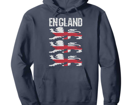 Vintage Three Lions England Pride Hoodie Patriotic Soccer British Football Fans