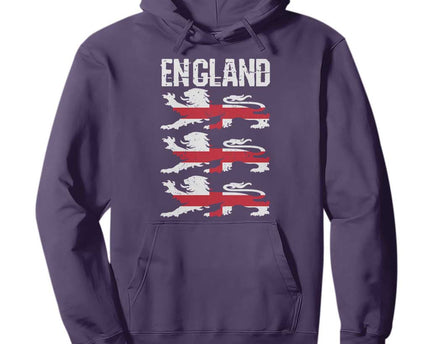 Vintage Three Lions England Pride Hoodie Patriotic Soccer British Football Fans