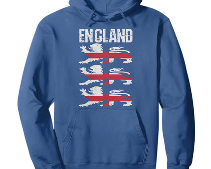Vintage Three Lions England Pride Hoodie Patriotic Soccer British Football Fans