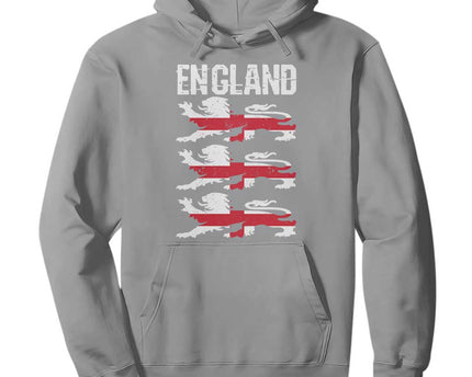 Vintage Three Lions England Pride Hoodie Patriotic Soccer British Football Fans