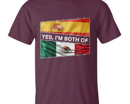 Spain Mexico Heritage Pride T Shirt Yes I'm Both Identity Roots for Hispanics Latinos