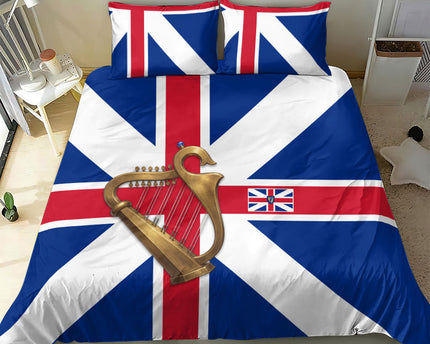 Commonwealth Of England Flag Golden Harp Bedding Set Historical British Heritage