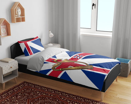 Commonwealth Of England Flag Golden Harp Bedding Set Historical British Heritage