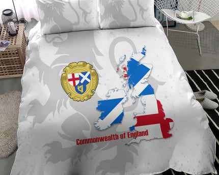 Commonwealth Of England Map Bedding Set Historical British Isles Flag Silhouette